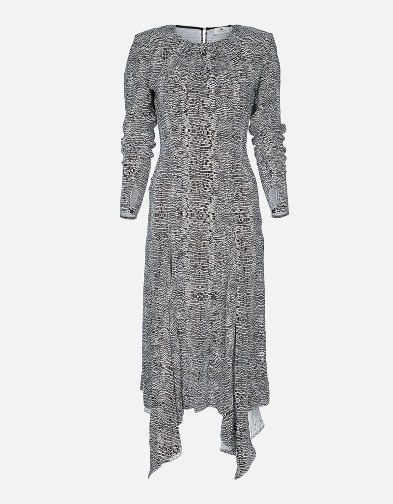 Elisabetta Franchi ジョーゼット素材 パイソン柄 スリムフィット