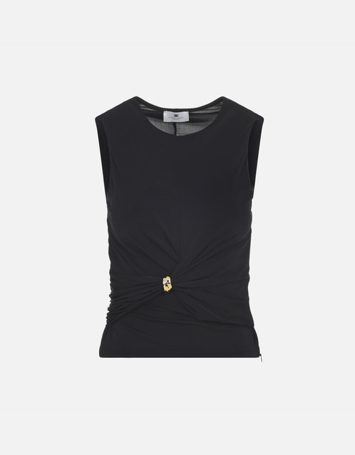 Elisabetta Franchi Jersey Top With Jewel Detail (All New In