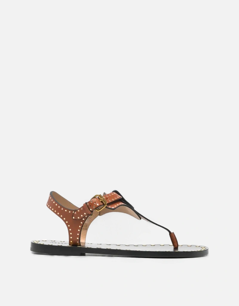 Isabel Marant カーフレザースタッズフラットサンダル (すべての新品