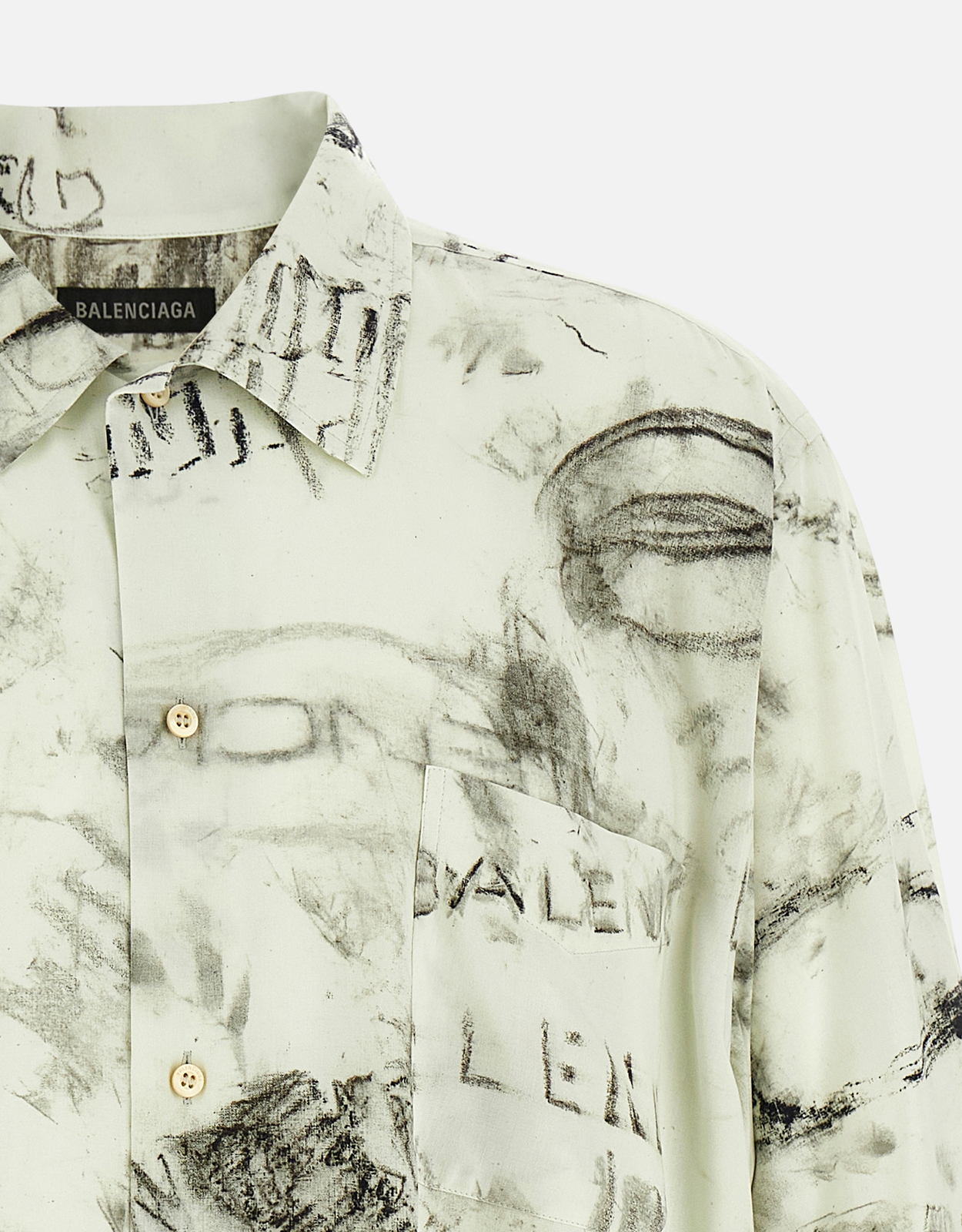Balenciaga メンズ Washed Crayon 総柄 半袖 ミニマルシャツ (すべての