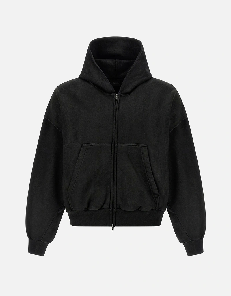 Balenciaga メンズ クロップドコットンガーゼジップアップフーディー