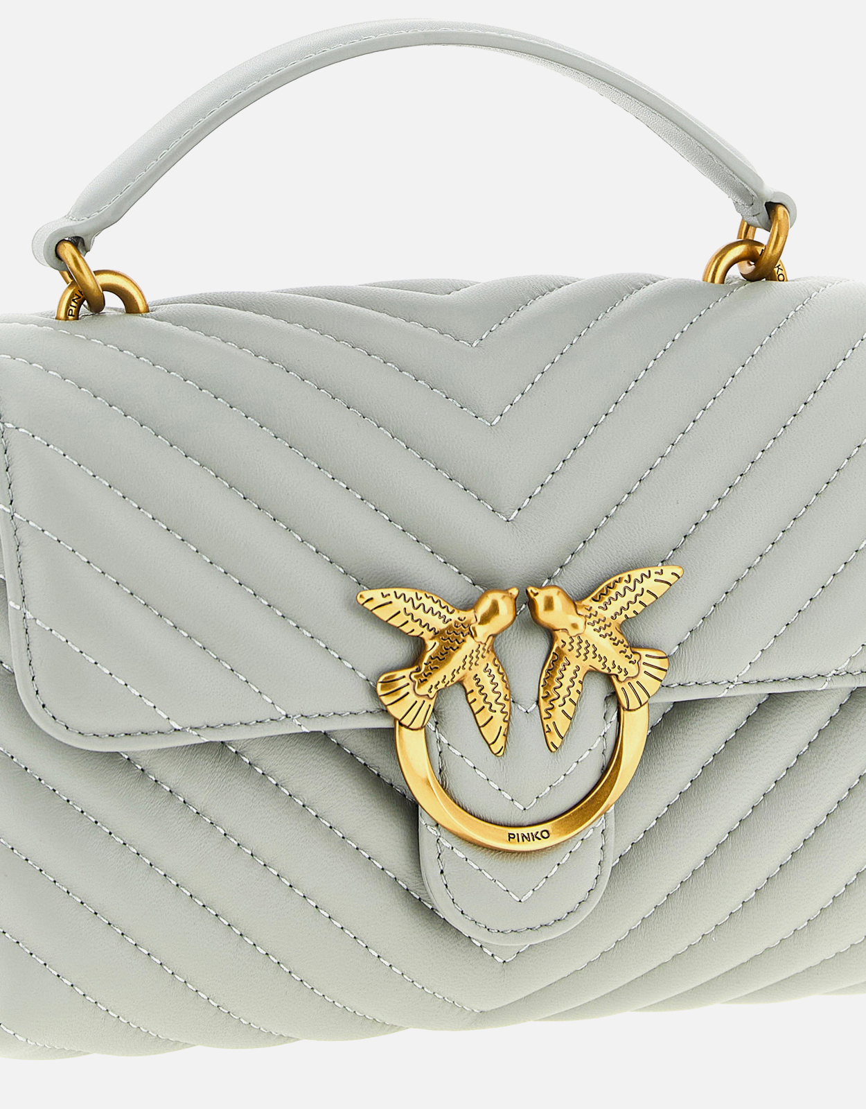 Pinko Mini Lady Love Puff Chevron Sheepskin Leather Handbag