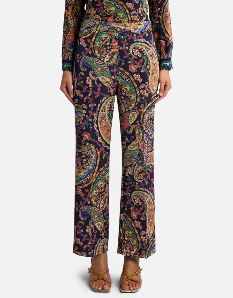 Etro ストレッチカディ フローラルペイズリーブーツカットパンツ
