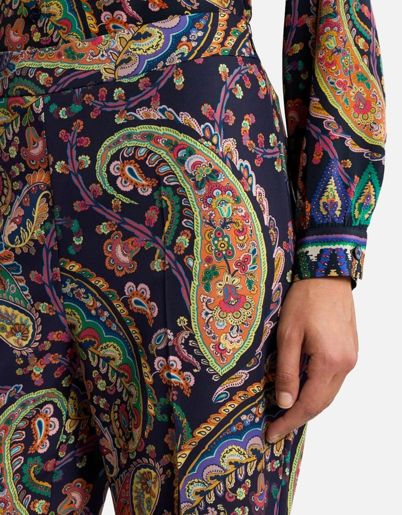 Etro ストレッチカディ フローラルペイズリーブーツカットパンツ