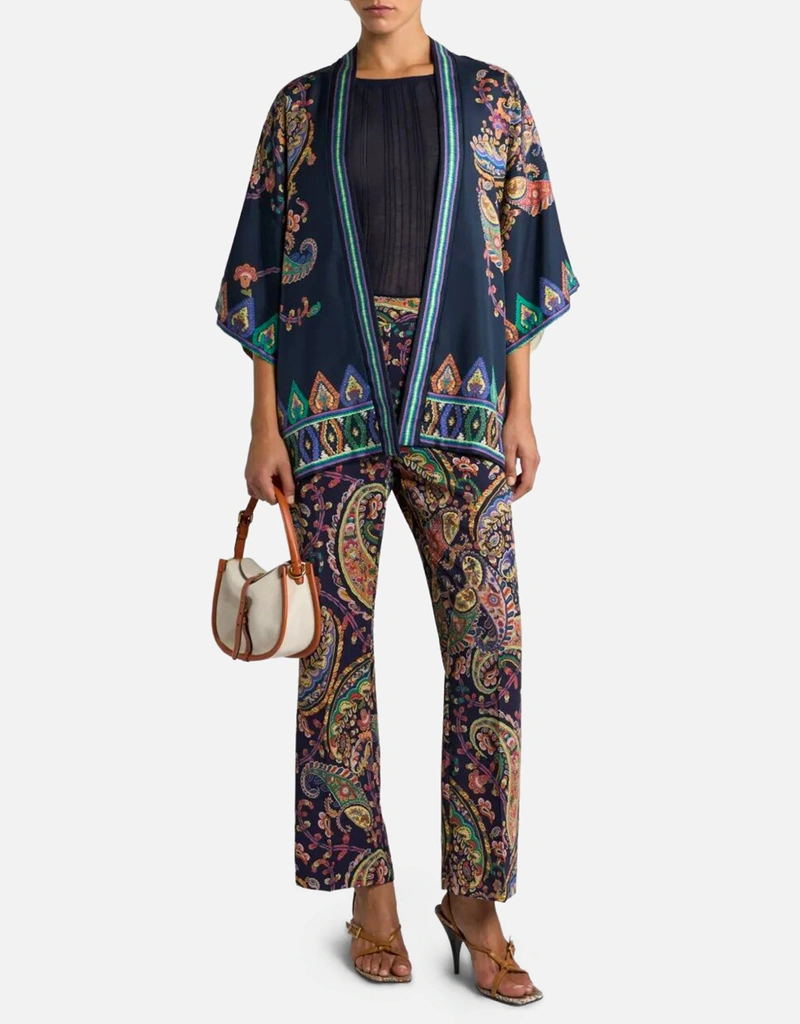 Etro ストレッチカディ フローラルペイズリーブーツカットパンツ