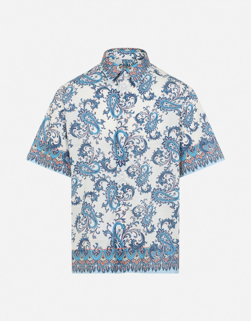 Etro メンズ コットンモスリン フローラル ペイズリー オーバーサイズ