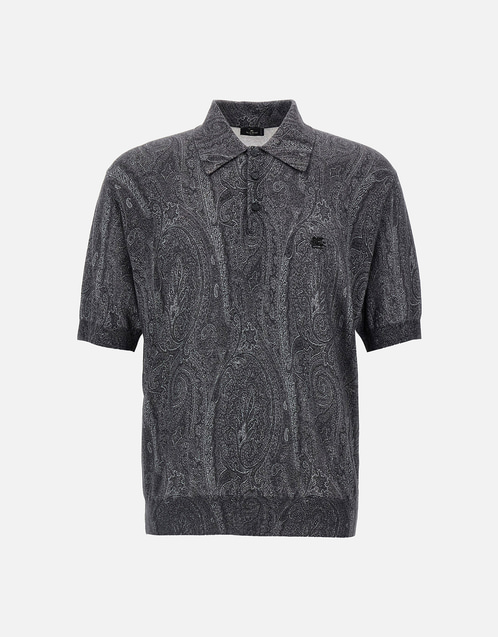 直営店で購入 ETRO ダークグレー ペイズリー柄 ポロシャツ L 直営店で