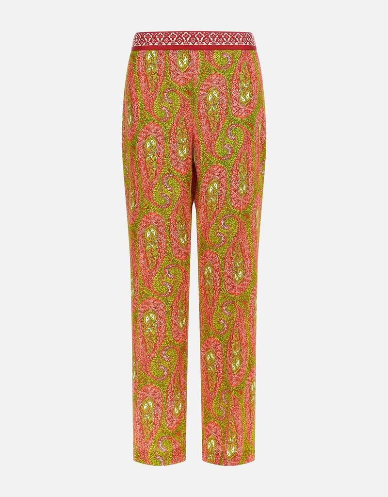 Etro ペイズリーフォリッジ柄 ブーツカットポリエステルパンツ (すべて