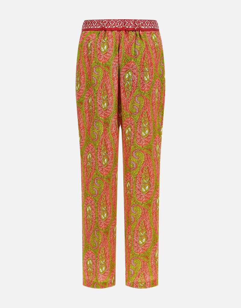Etro ペイズリーフォリッジ柄 ブーツカットポリエステルパンツ (すべて