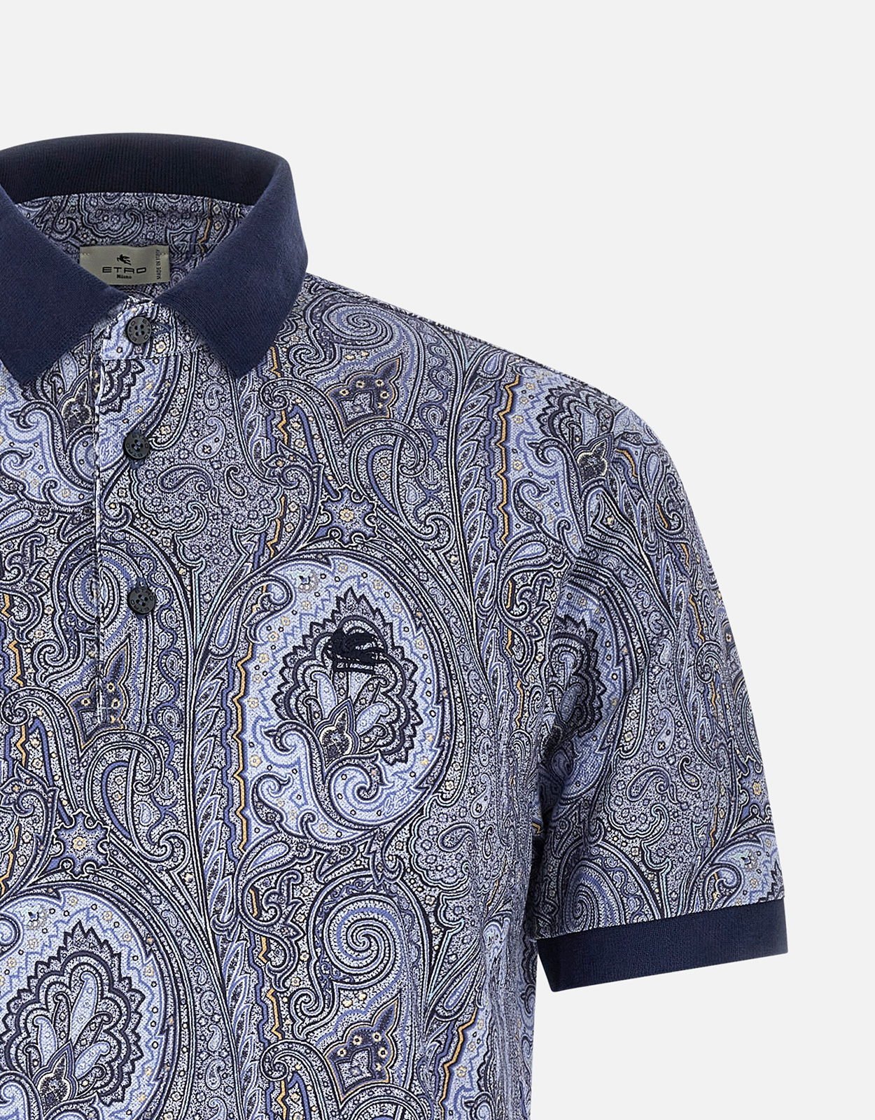 Etro メンズ コットンピケ アルニカペイズリーポロシャツ (すべての