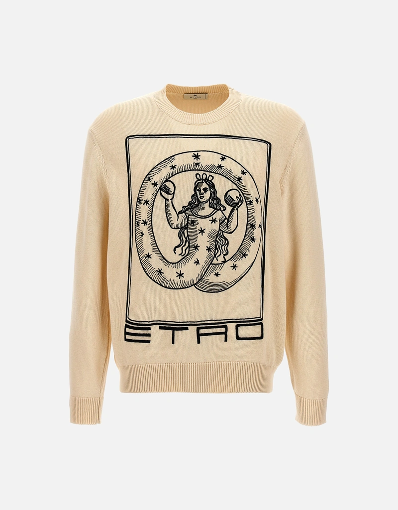 美品　ETRO シルクプリント　セーター　イタリア製　アイボリー　ビンテージ Etro メンズロゴ刺繍コットンセーター (すべての新品) IFCHIC.COM