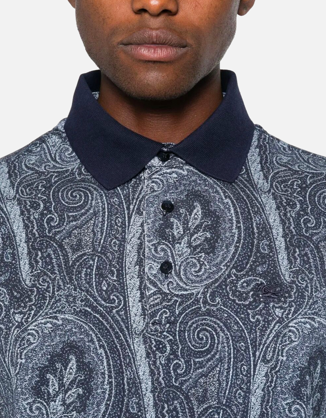 Etro メンズ オールオーバー フォリッジ コットン ポロシャツ (すべて