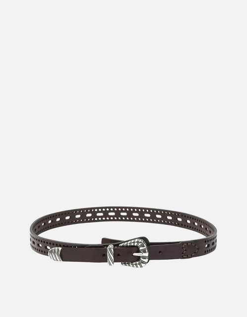 Etro レザーパーフォレーテッドディテールベルト (すべての新品
