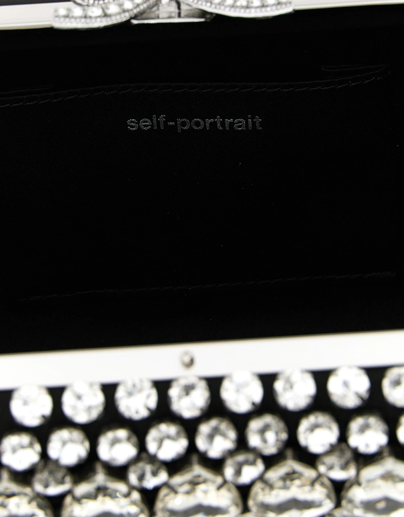 Self-Portrait ブラックサテン クリスタル クラッチバッグ () IFCHIC.COM