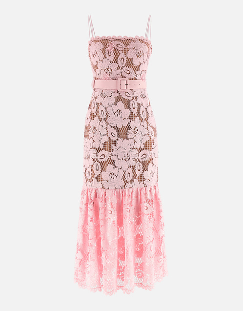 Self-Portrait ピンククロシェレースミディドレス (すべての新品