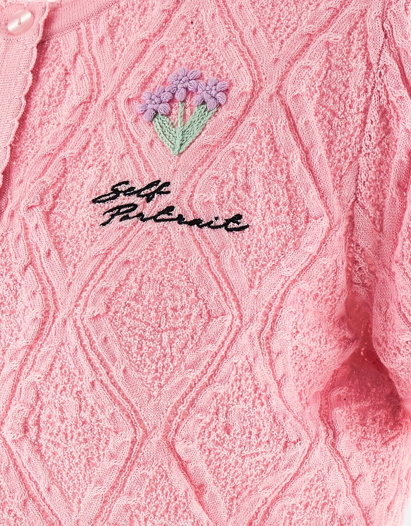 Self-Portrait ピンク ポインテール ニット クロップドトップ (すべて
