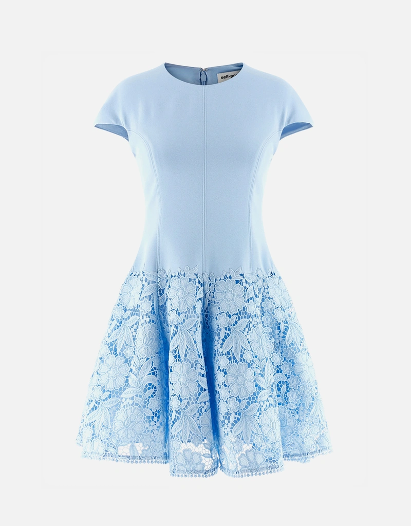 Self-Portrait ブルークレープレースミニドレス (すべての新品) IFCHIC.COM