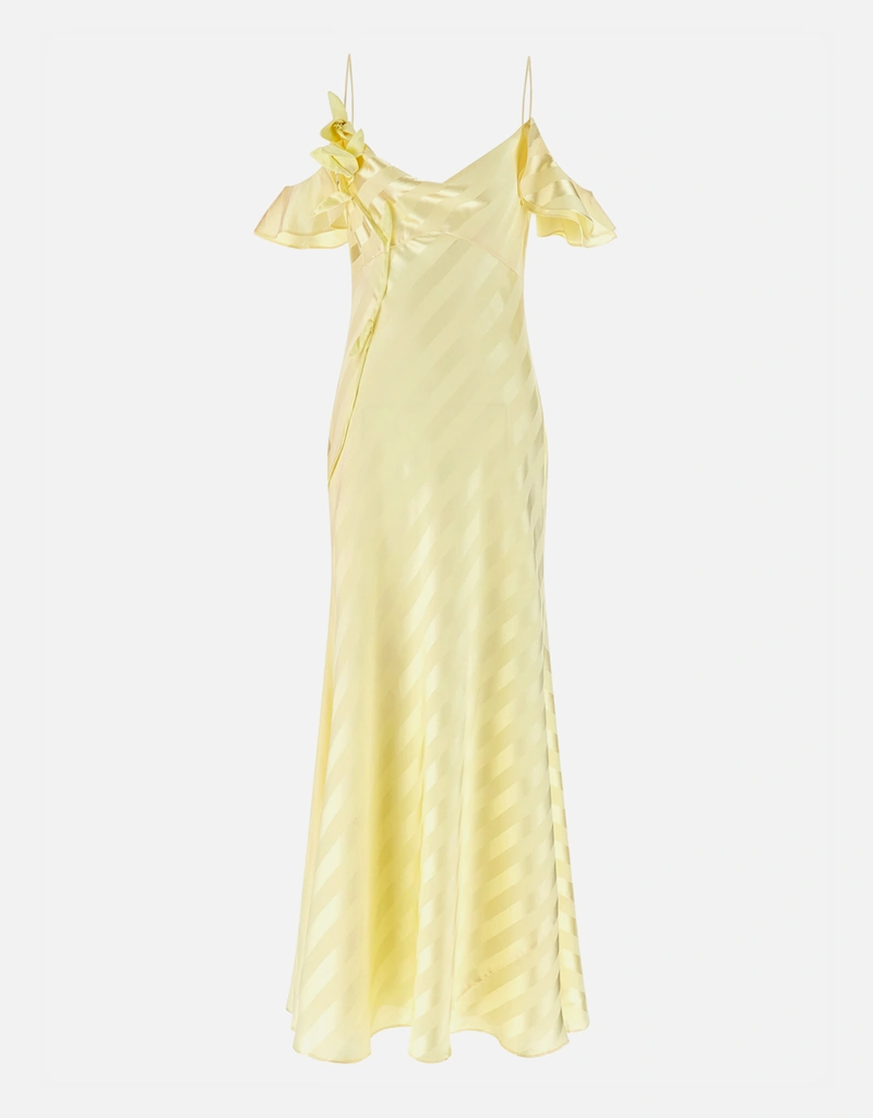 Self-Portrait Yellow Satin Striped Maxi Dress (All New In) IFCHIC.COM Self-Portrait Yellow Satin Striped Maxi Dress (All New In) IFCHIC.COM