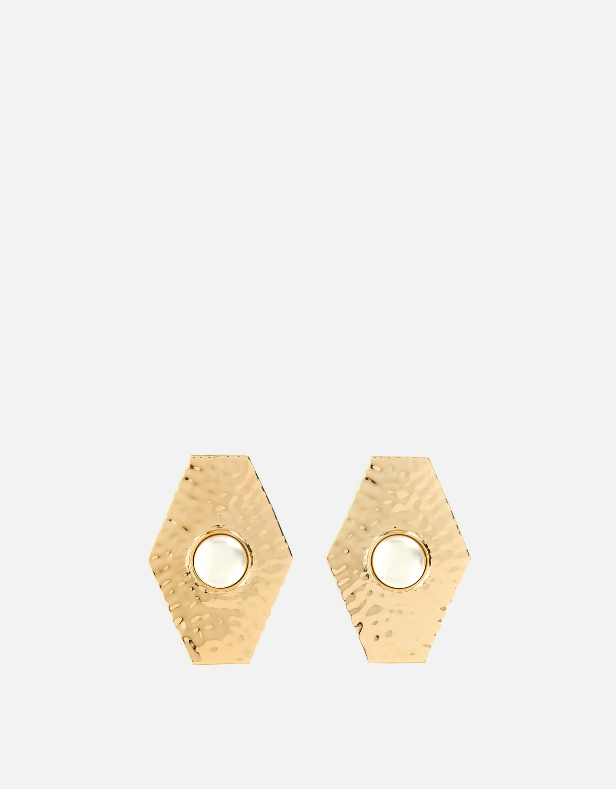 Self-Portrait Large Hammered Gold Pearl Earrings　セルフ ポートレート ラージ ハンマード ゴールド パール イヤリング Self-Portrait