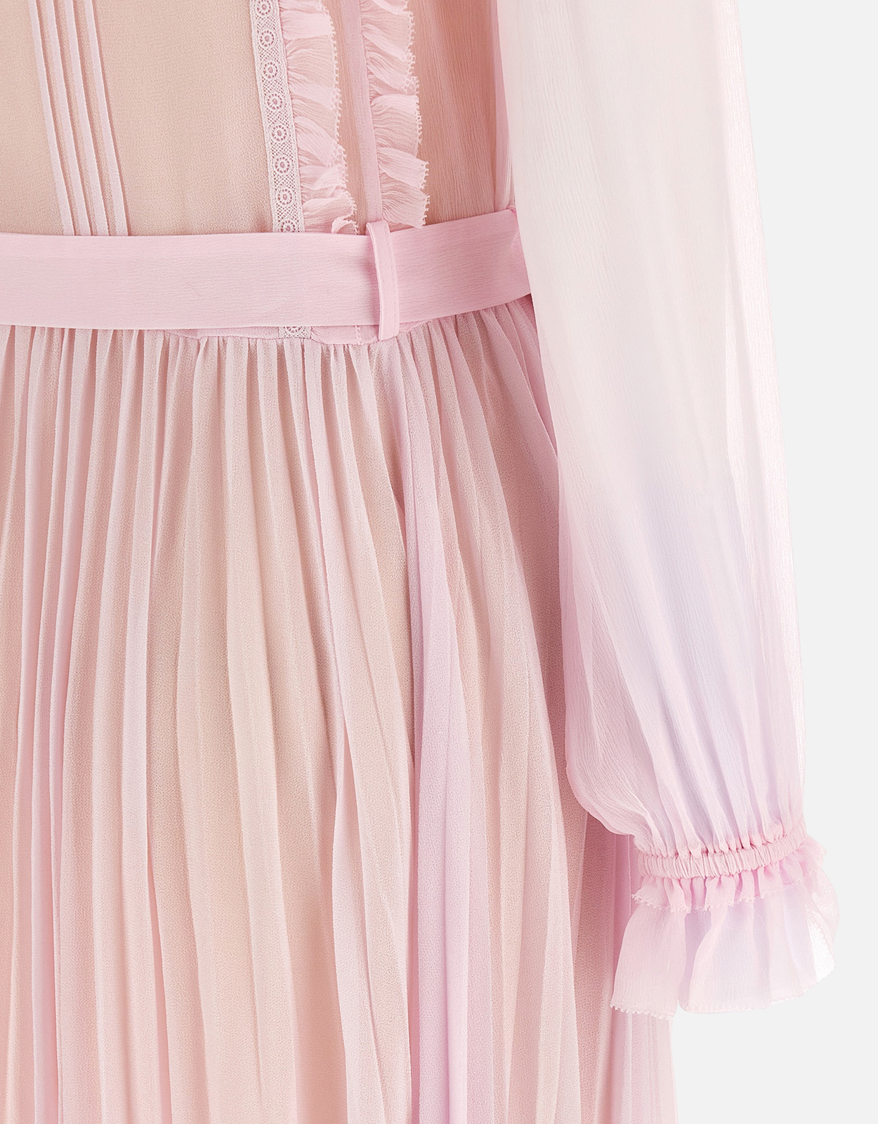 Self-Portrait Pleated Georgette Midi Dress - Pink Self-Portrait Pleated Georgette Midi Dress - Pink