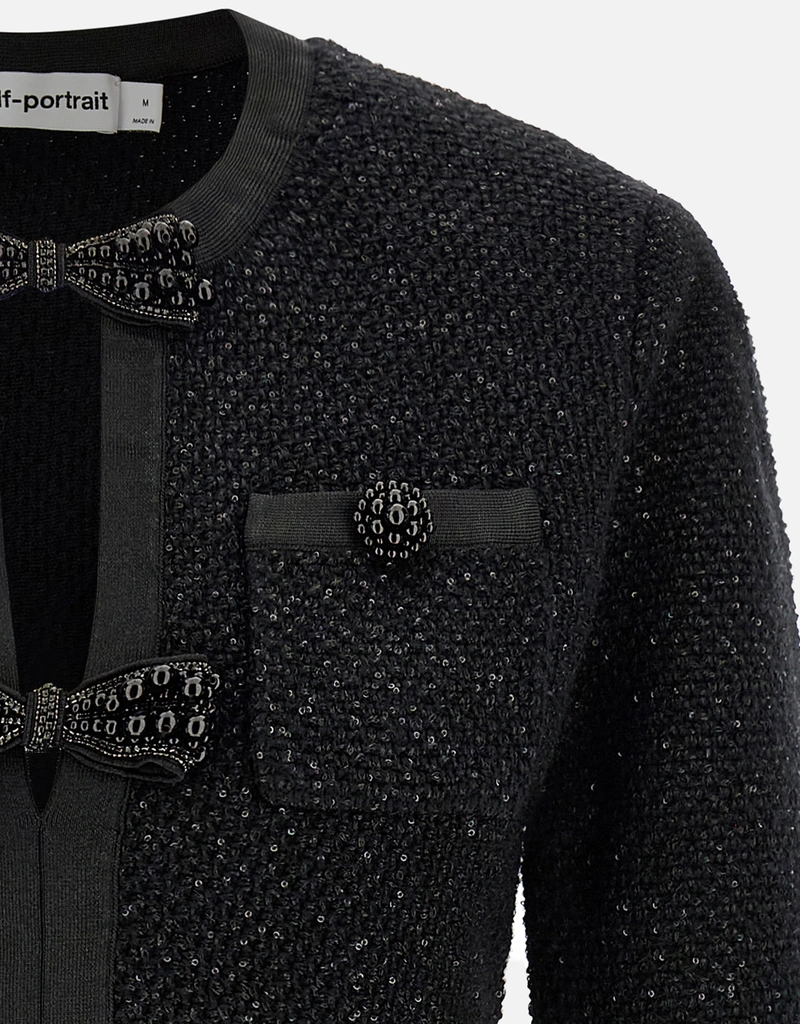 Self-Portrait ブラックスパンコールニットミニドレス (すべての新品