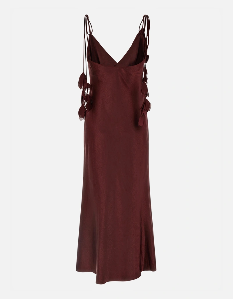 Self-Portrait Burgundy Satin Flower Midi Dress (All New In) IFCHIC.COM Self-Portrait Burgundy Satin Flower Midi Dress (All New In) IFCHIC.COM
