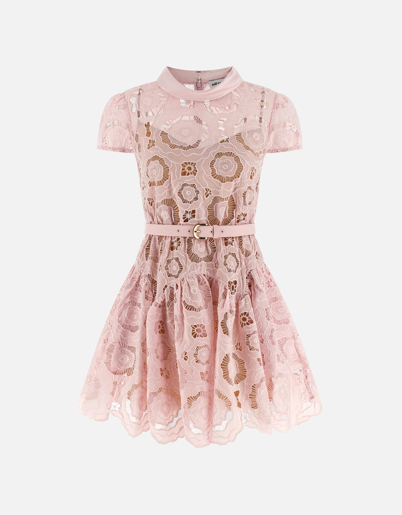 Self-Portrait ピンクフローラルレースミニドレス (すべての新品