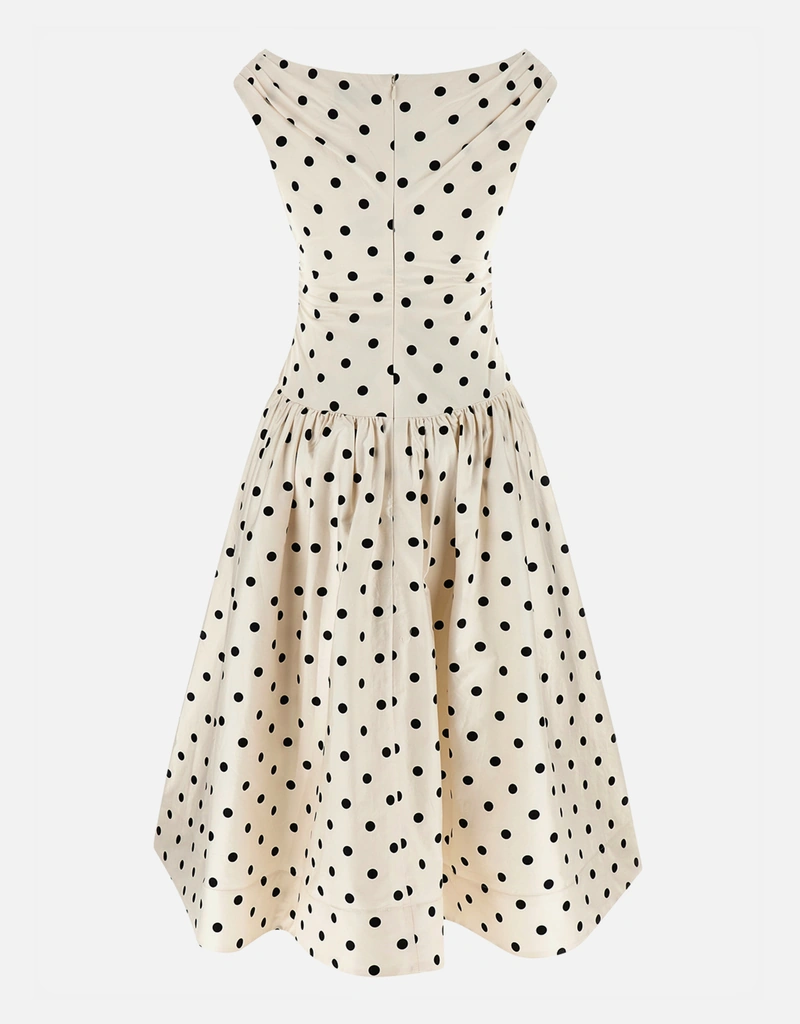 cream black polka dot dress Mesh Sleeve Slinky Cut Out Mini Dress Black