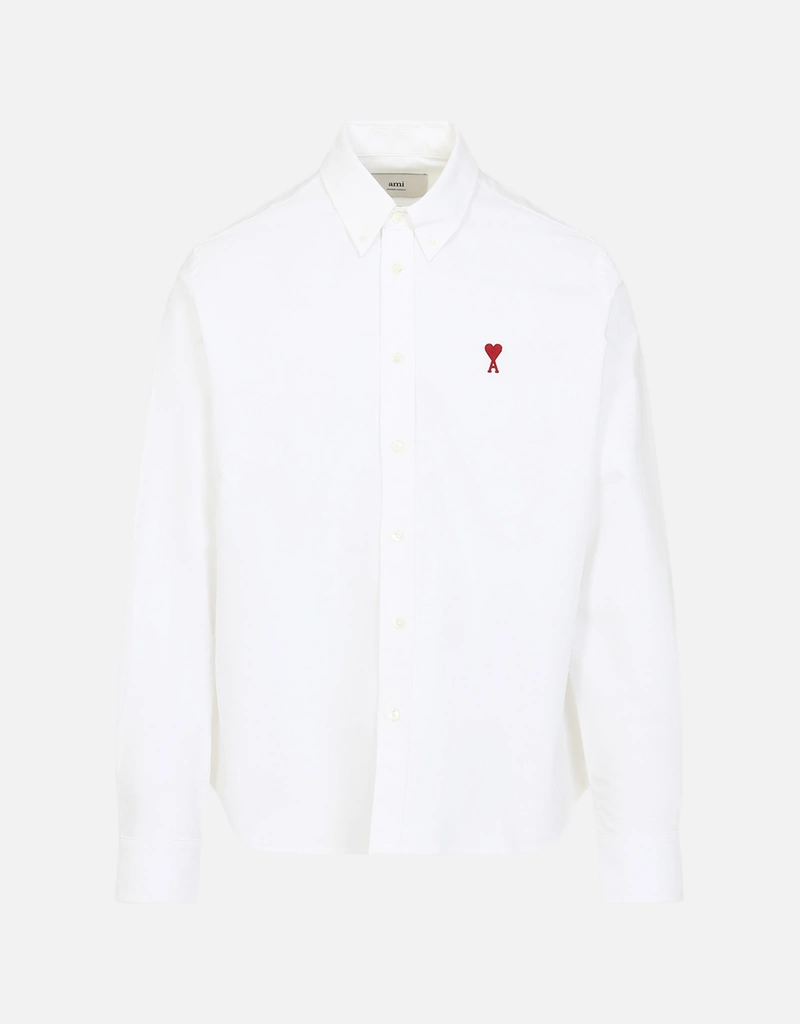 AMI Paris Men's Classic Cotton Button Down Long Sleeve Shirt (All