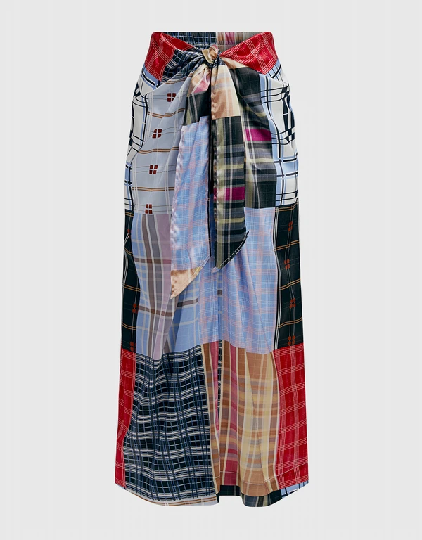 Ganni Satin Patchwork Midi Skirt