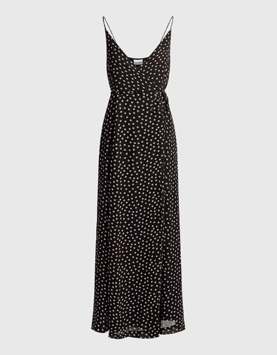Dotted Georgette Wrapped Maxi Dress 