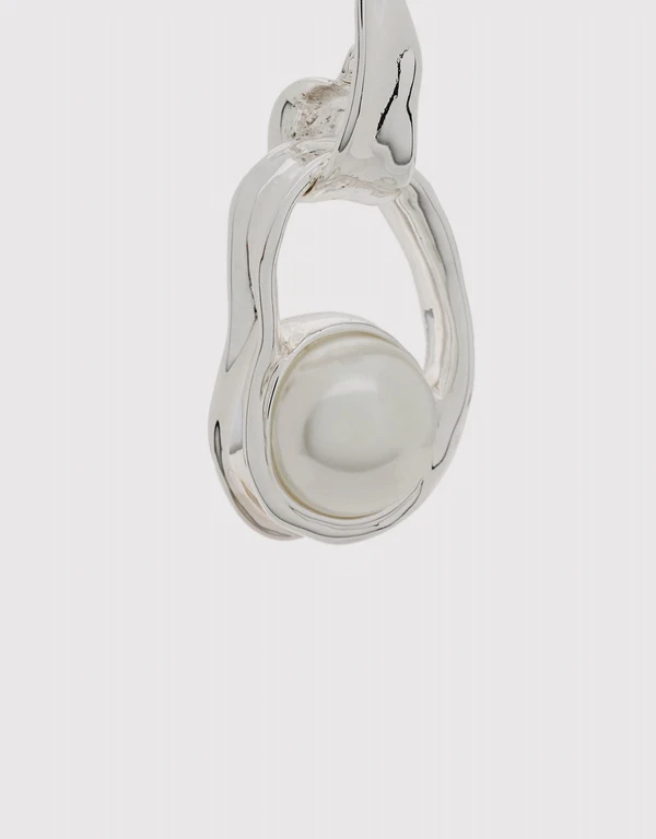 Coup De Coeur London Silver Liquid White Pearl Drop Earrings