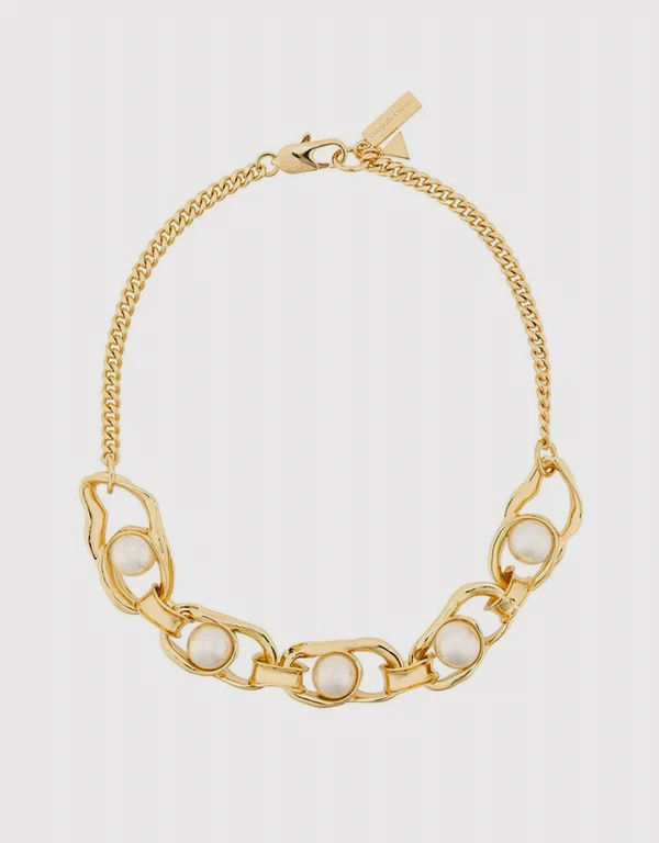 Coup De Coeur London Gold Liquid Chain Pearl Necklace