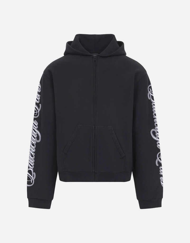 Balenciaga メンズCursiveジップアップフーディレギュラーフィット