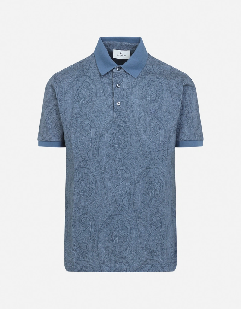 Etro メンズコットンポロシャツアーニカモチーフ付き (すべての新品
