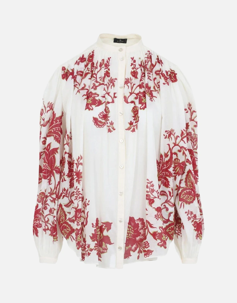 エトロ　フラワープリント ブラウス Etro フラワープリントプリーツコットンブラウス (すべての新品