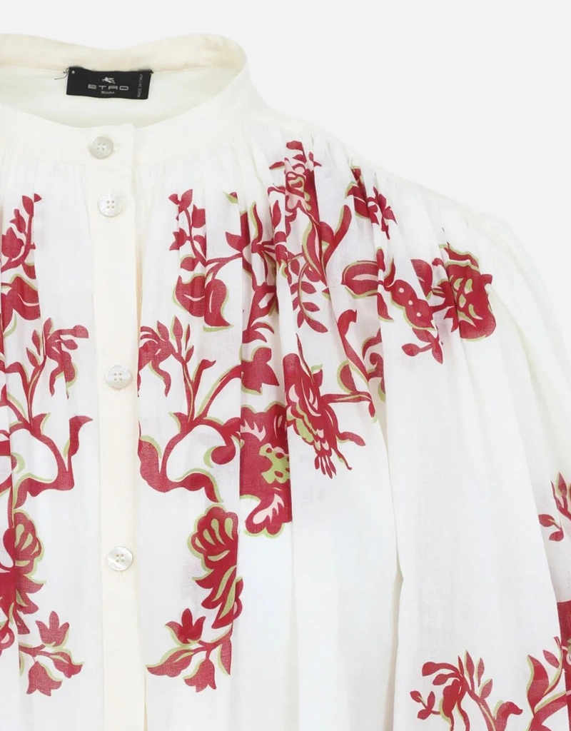 エトロ　フラワープリント ブラウス Etro フラワープリントプリーツコットンブラウス (すべての新品