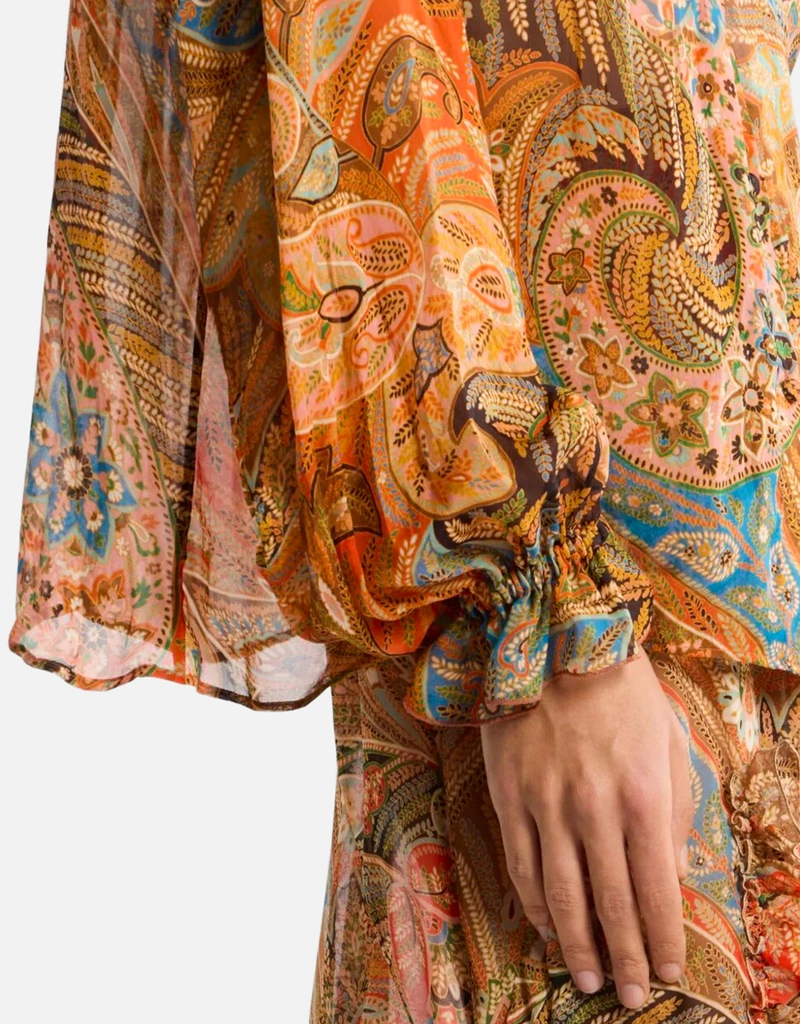 Etro シルクシャツ ラッフル付き ペイズリーモチーフ (すべての新品