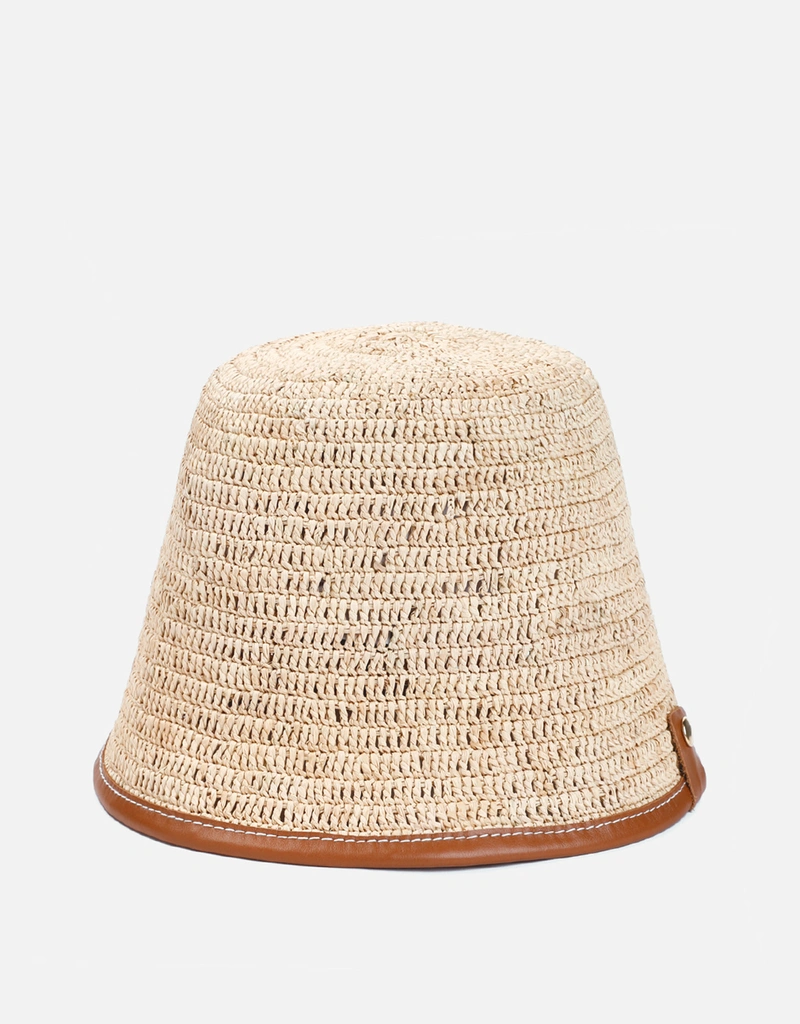 Jacquemus Soli ロゴパッチ付き ラフィア バケットハット () IFCHIC.COM