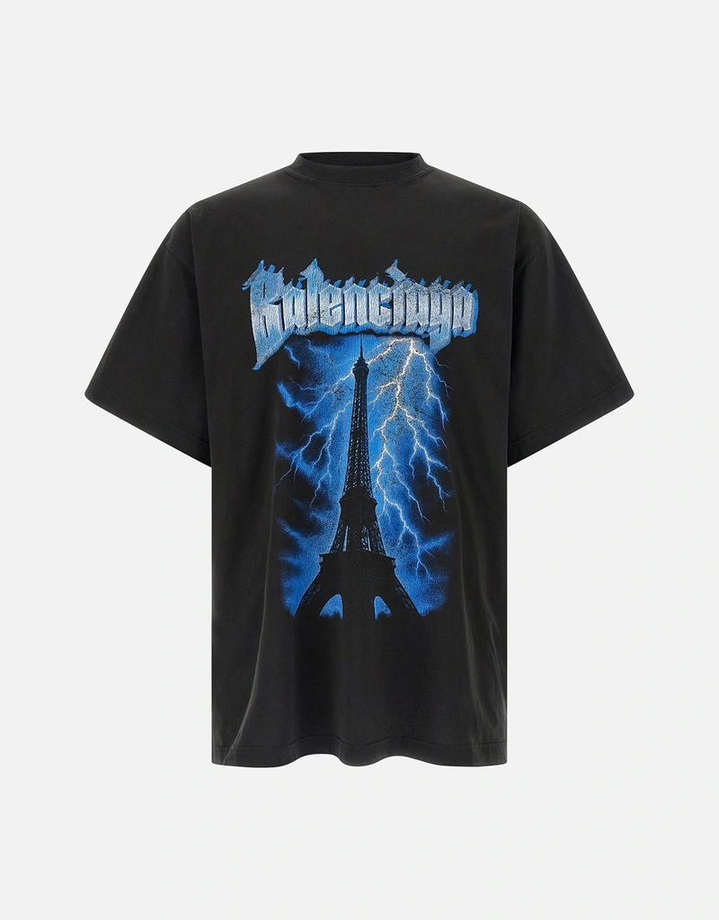 Balenciaga メンズ Paris Thunderstorm オーバーサイズ コットンT