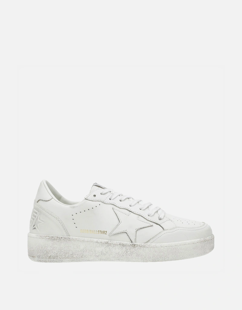 Golden Goose メンズ ボールスター ホワイトレザー スニーカー