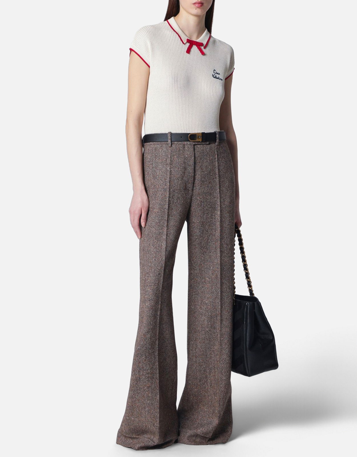 valentino トップス Valentino Garavani Knit Cotton Blend Embroidered Bow Detail Top