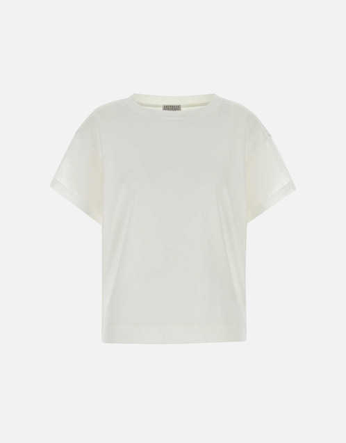 Brunello Cucinelli ホワイトコットンTシャツ (すべての新品) IFCHIC.COM