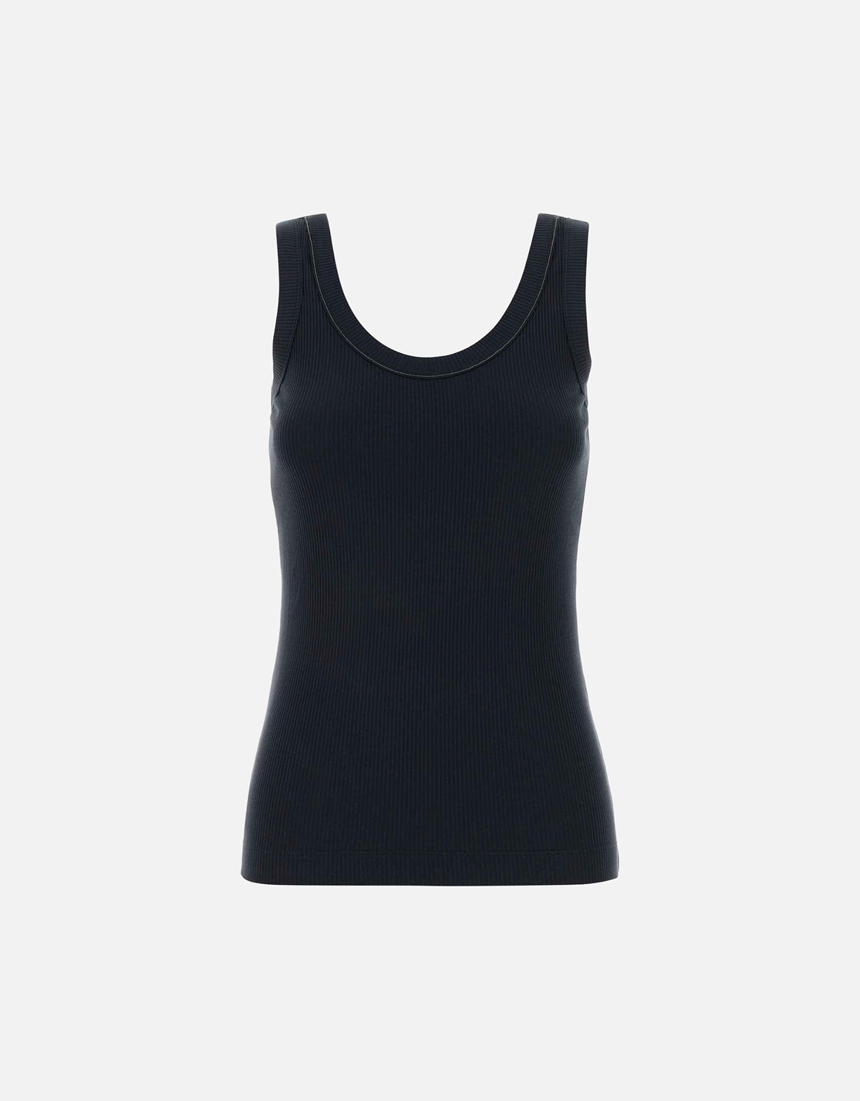 Brunello Cucinelli ダークブルーストレッチコットンタンクトップ