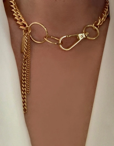 Gold Hoop Link Chunky Chain Necklace
