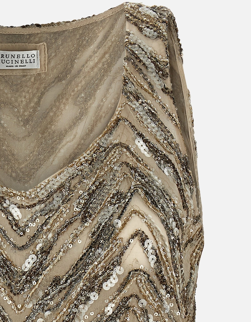Brunello Cucinelli シルク刺繍Vネックトップス (すべての新品) IFCHIC.COM