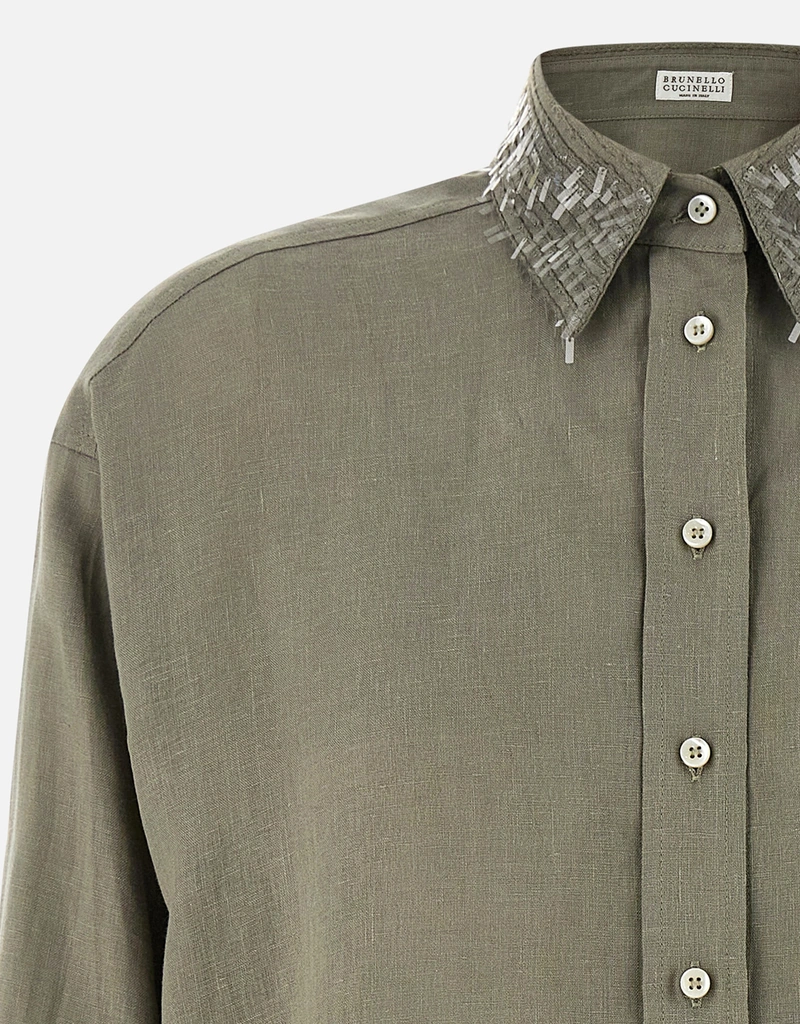 Brunello Cucinelli シーケンスカラーオーバーサイズリネンシャツ