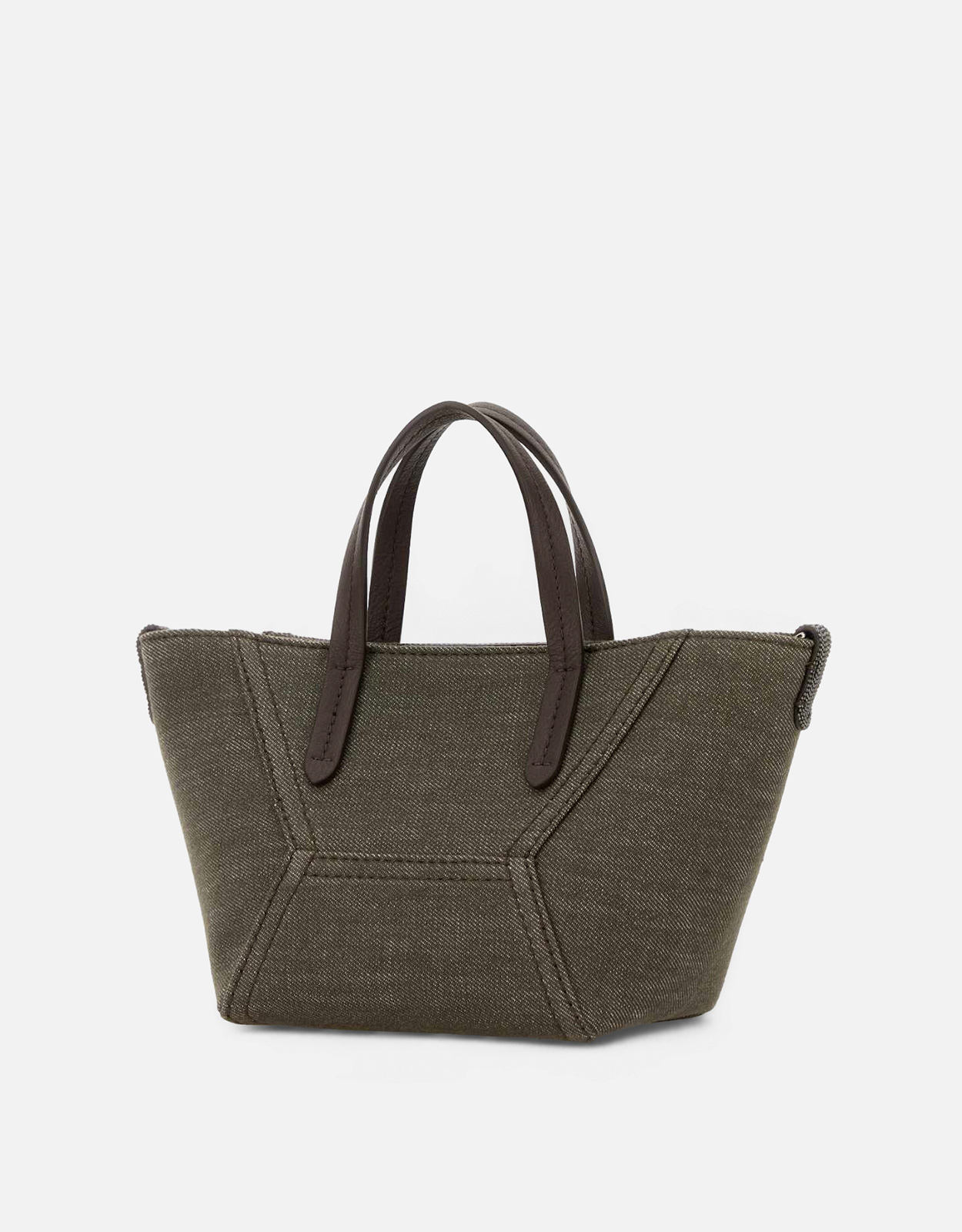 Brunello Cucinelli レディースオリーブグリーン布製ハンドバッグ