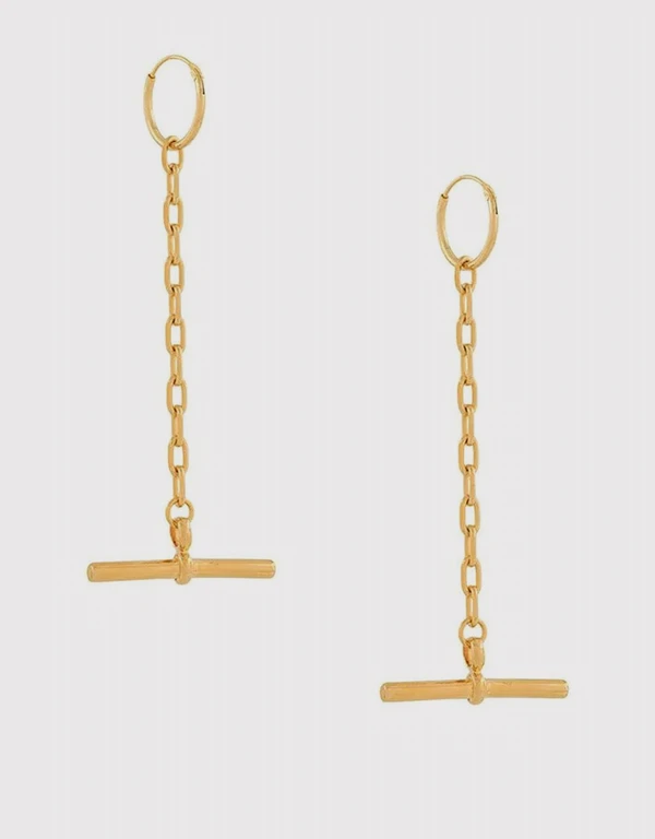 Coup De Coeur London Gold T-Bar Drop Earrings
