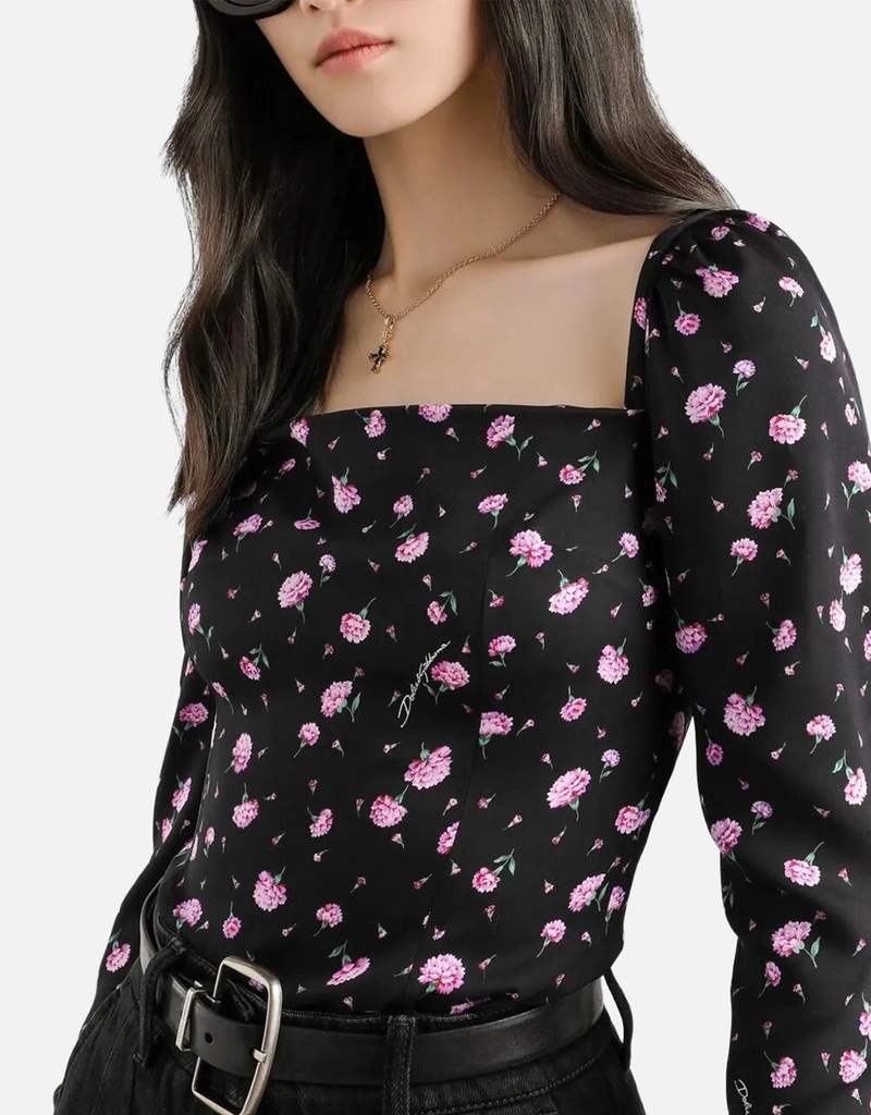Dolce & Gabbana カーネーション柄シルクトップ (すべての新品) IFCHIC.COM